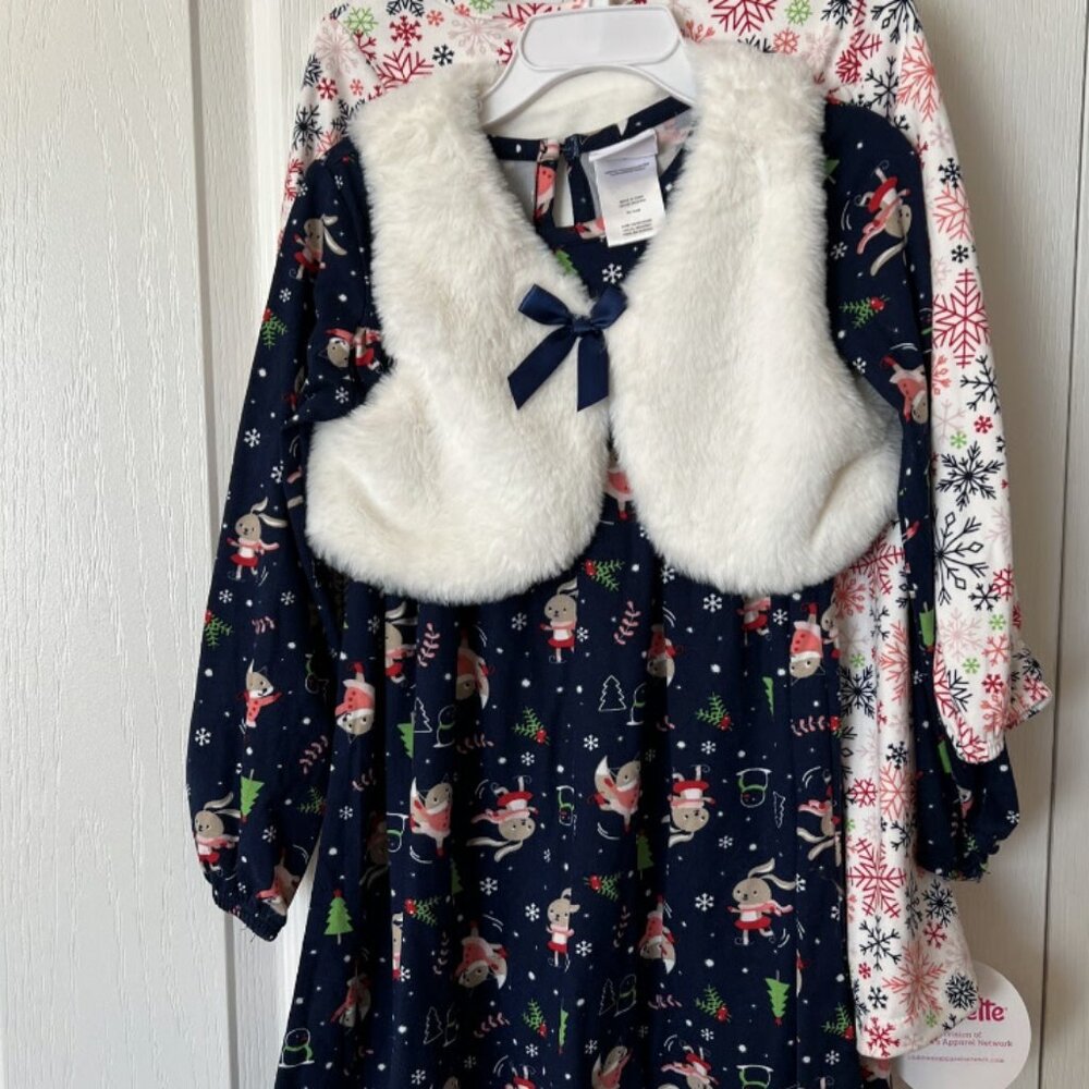 Nannette Kids Girls Holiday Nightgown 3 Piece Pajama Sets Size 4t NWT
